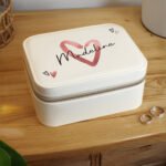 Personalised Hearts Design Faux Leather Travel Jewellery Box - Image 5