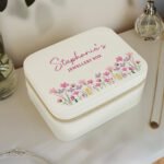 Personalised Floral Design Faux Leather Travel Jewellery Box - Image 6