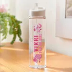 Personalised Pink Cowgirl Design Plastic Water Bottle