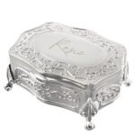 Personalised Name Only Small Antique Style Silver Finish Trinket Box - Image 4