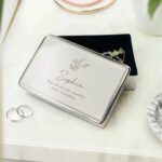 Personalised Floral Design Rectangular Silver Nickel Plated Jewellery Box - Image 3