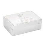 Personalised Floral Design Rectangular Silver Nickel Plated Jewellery Box - Image 4