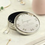 Personalised Bow Design Round Silver Nickel Plated Trinket Box - Image 2