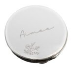 Personalised Floral Design Round Silver Nickel Plated Compact Mirror - Image 4