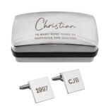 Personalised Any Message Square Cufflinks & Chrome Plated Gift Box Set - Image 4