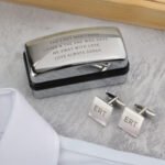 Personalised Initials & Message Square Cufflinks & Chrome Plated Gift Box Set