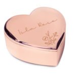Personalised Floral Design Rose Gold Heart Shaped Nickel Plated Trinket Box - Image 4