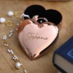 Personalised Name Only Rose Gold Heart Shaped Nickel Plated Trinket Box