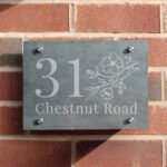 Personalised Floral Design Slate House Sign