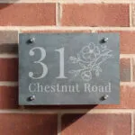 Personalised Floral Design Slate House Sign