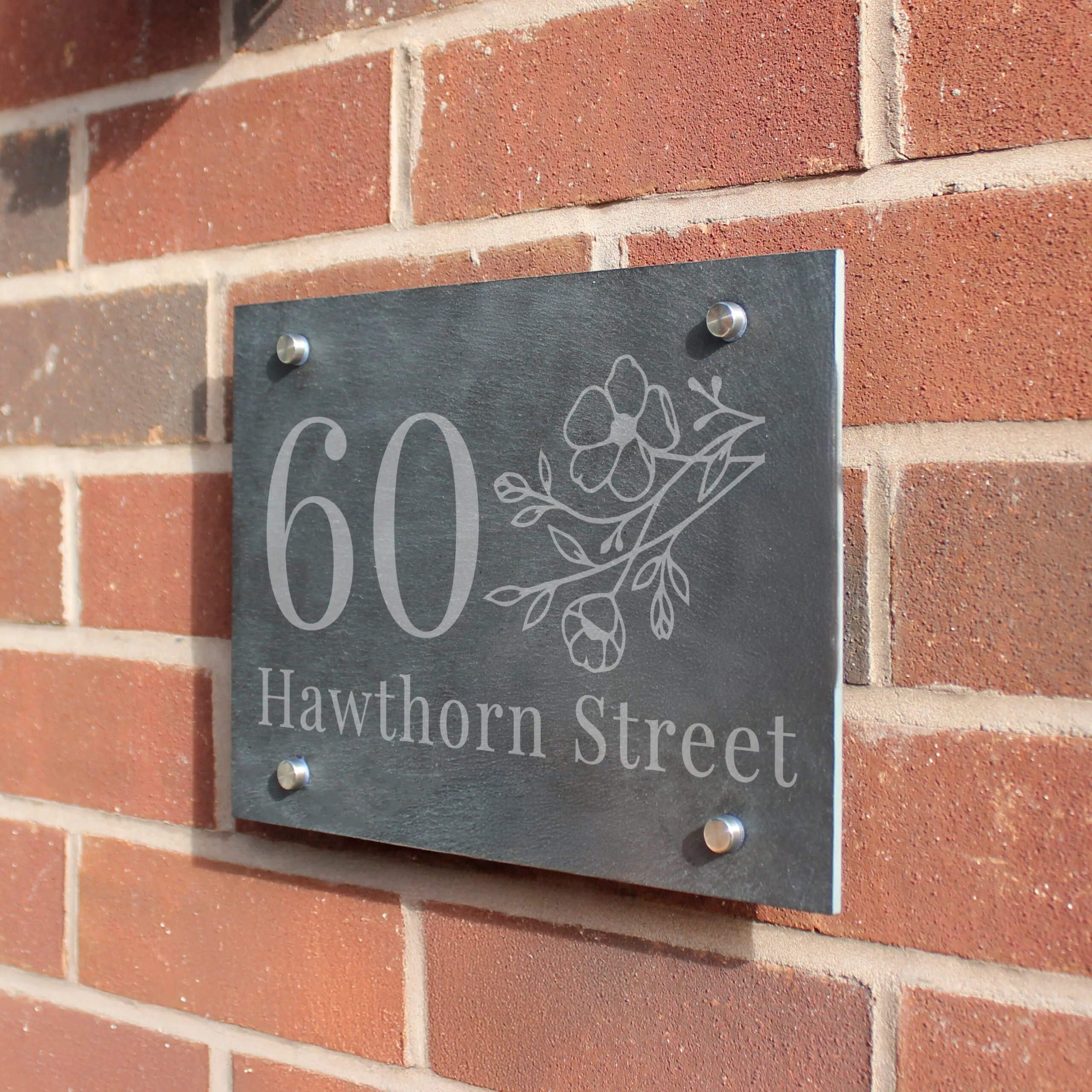 Personalised Floral Design Slate House Sign - Image 2