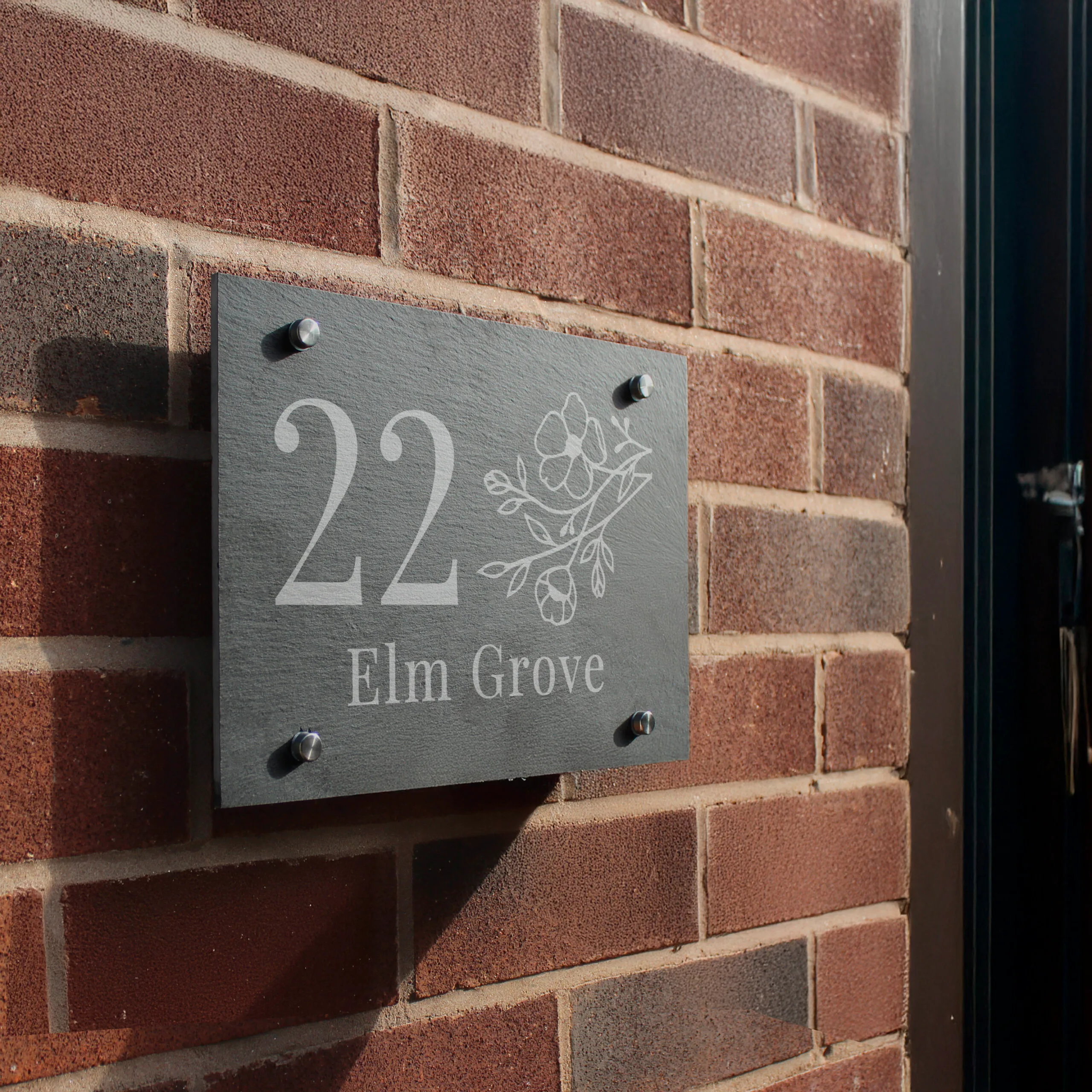 Personalised Floral Design Slate House Sign - Image 3