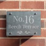 Personalised Leaf Design Slate House Sign