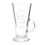 Personalised 'Let's Get Cosy' Hearts Design Latte Glass - Image 4