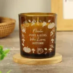 Personalised Pumpkin Design Scented Amber Glass Jar Candle