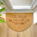 Personalised Pumpkin Design Half Moon Coir Indoor Doormat