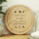 Personalised Any Message Autumn Design Round Wooden Chopping Board