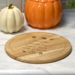 Personalised Any Message Autumn Design Round Wooden Chopping Board - Image 3