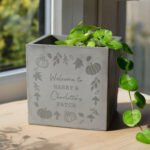 Personalised Any Message Pumpkin Design Concrete Plant Pot