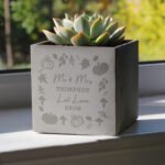 Personalised Any Message Pumpkin Design Concrete Plant Pot - Image 4