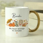 Personalised Autumn Design Gold Handled Ceramic Mug - Image 3