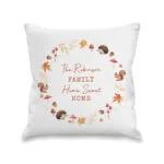 Personalised Any Message Autumn Wreath Design Cream Filled Cushion - Image 4
