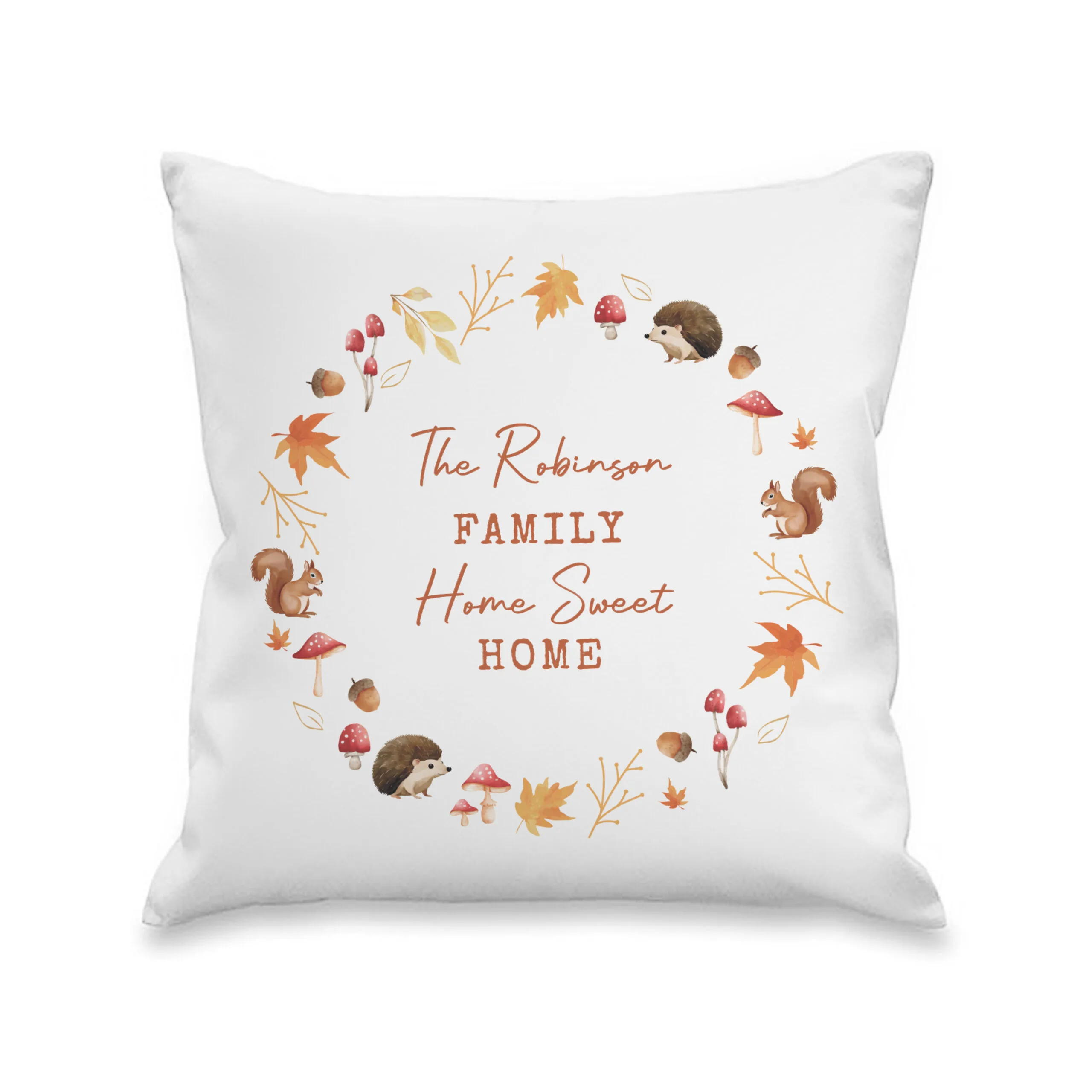 Personalised Any Message Autumn Wreath Design Cream Filled Cushion - Image 4