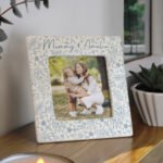 Personalised Blue Floral Design 4x4 Ceramic Photo Frame - Image 2