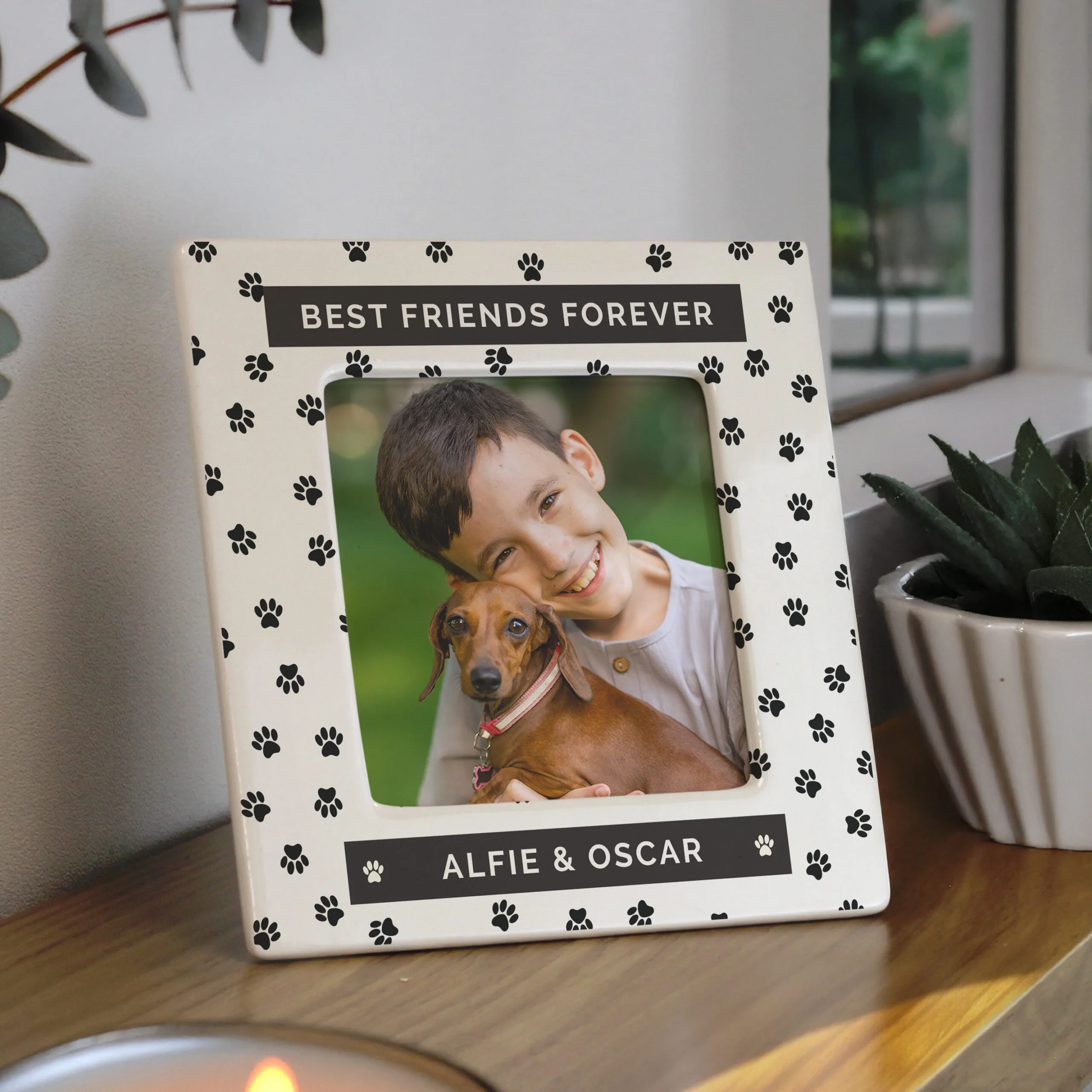 Personalised Pet Paw Print Design 4x4 Ceramic Photo Frame - Image 2