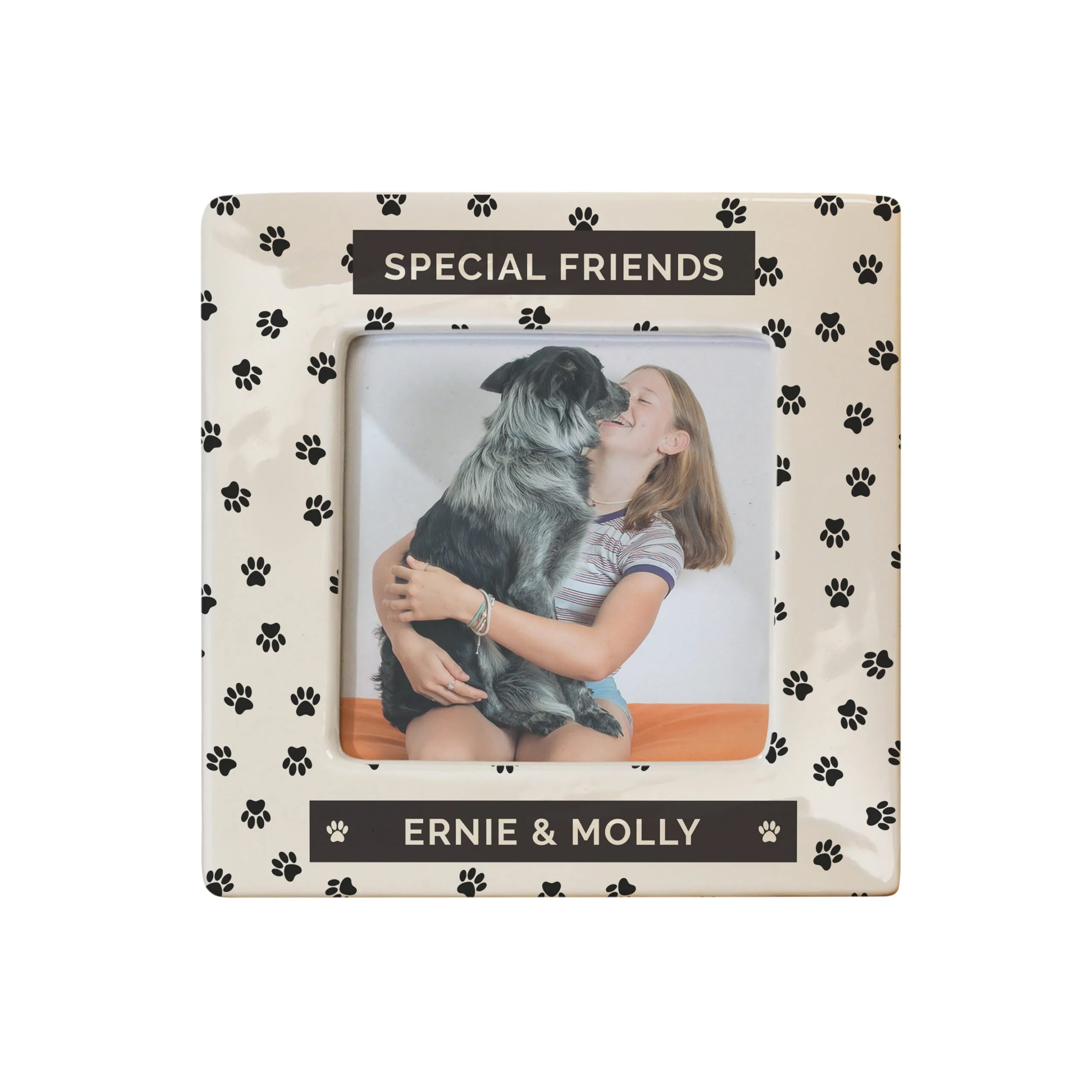 Personalised Pet Paw Print Design 4x4 Ceramic Photo Frame - Image 4