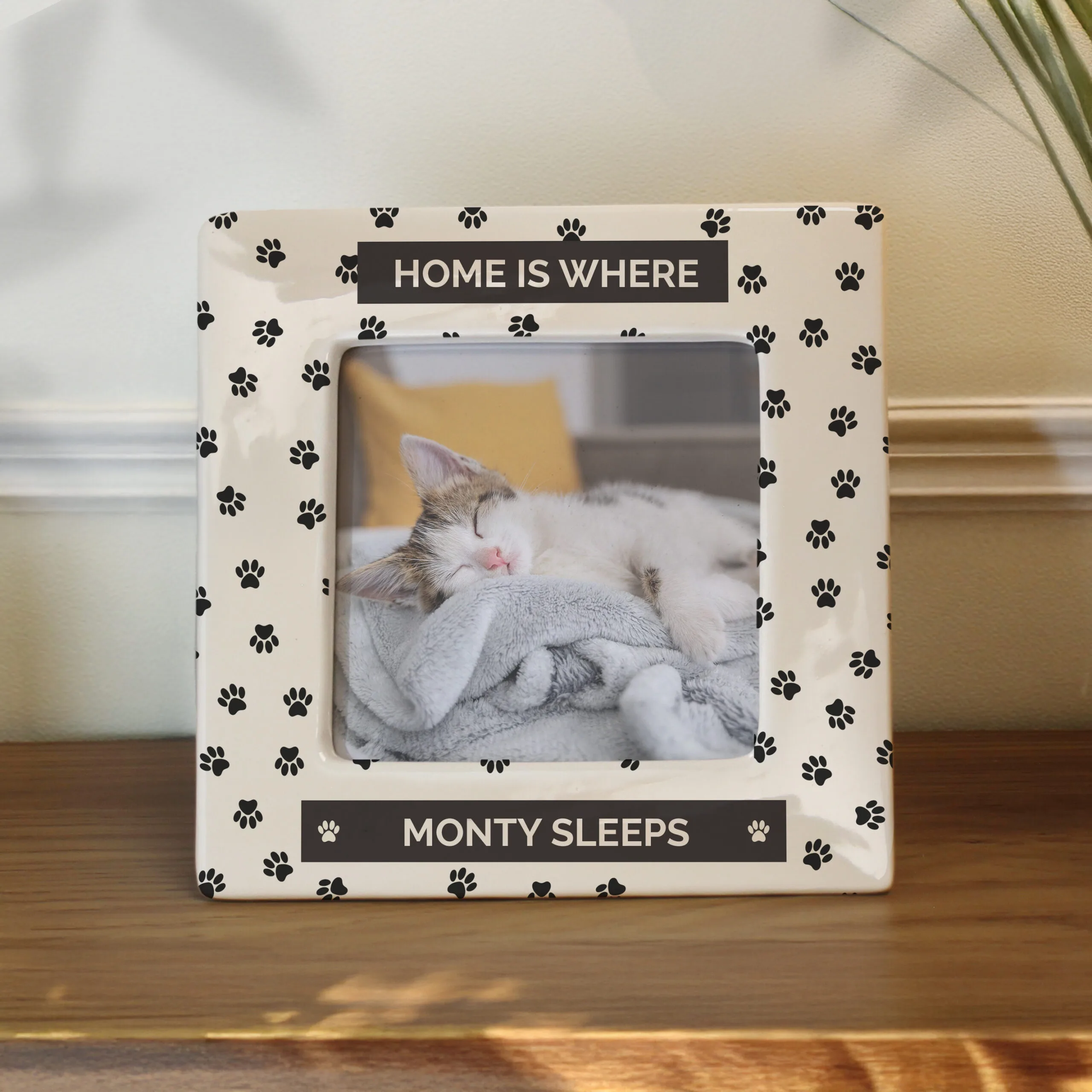 Personalised Pet Paw Print Design 4x4 Ceramic Photo Frame - Image 1