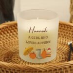 Personalised Autumn Design Scented Frosted Glass Jar Candle - Image 3