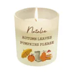 Personalised Autumn Design Scented Frosted Glass Jar Candle - Image 4