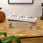 Personalised Any Message Autumn Design Wooden Triple Tea Light Candle Box - Image 3