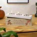 Personalised Any Message Autumn Design Wooden Triple Tea Light Candle Box - Image 3