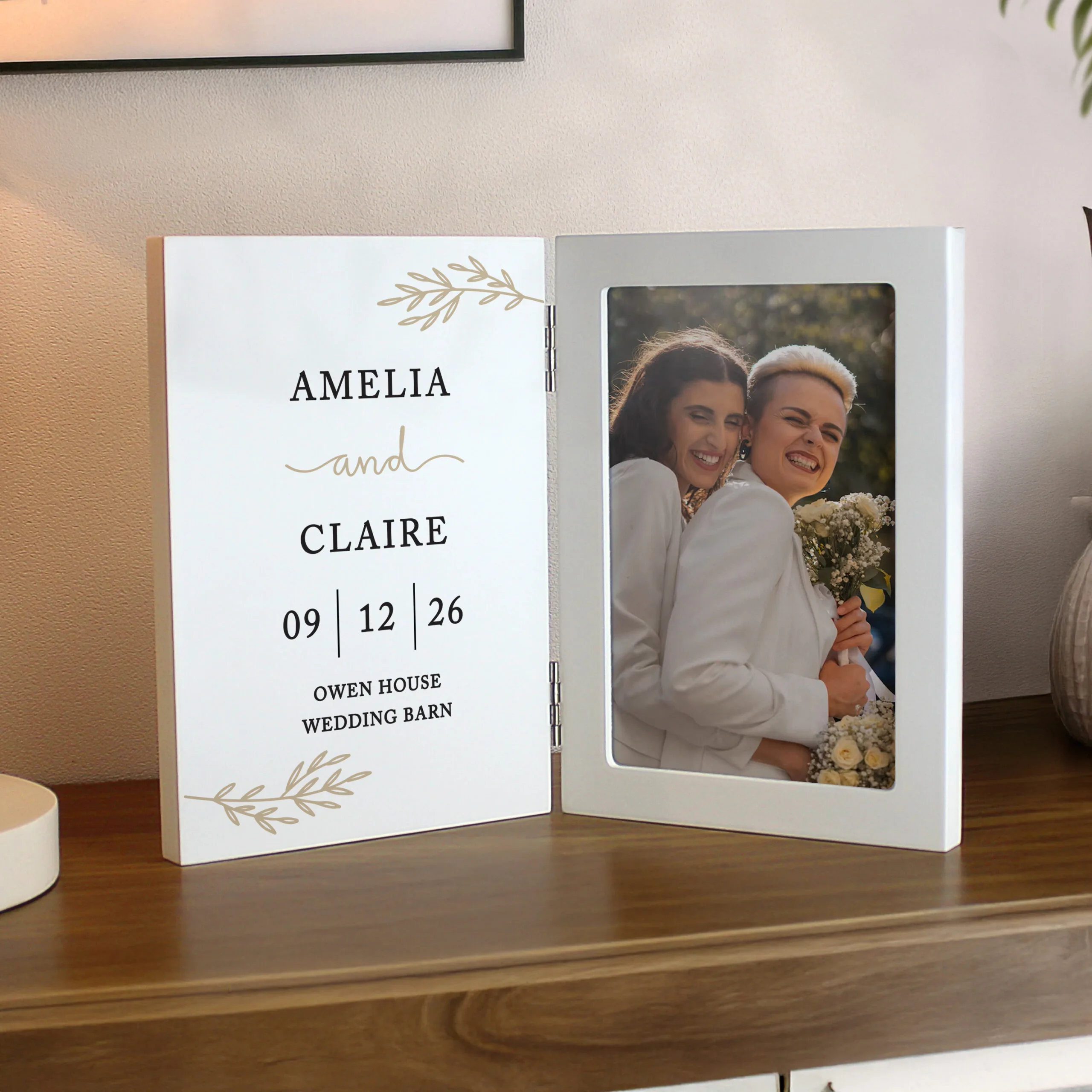 Personalised Anniversary Wooden Hinged 4x6 Portrait Photo Frame - Image 3