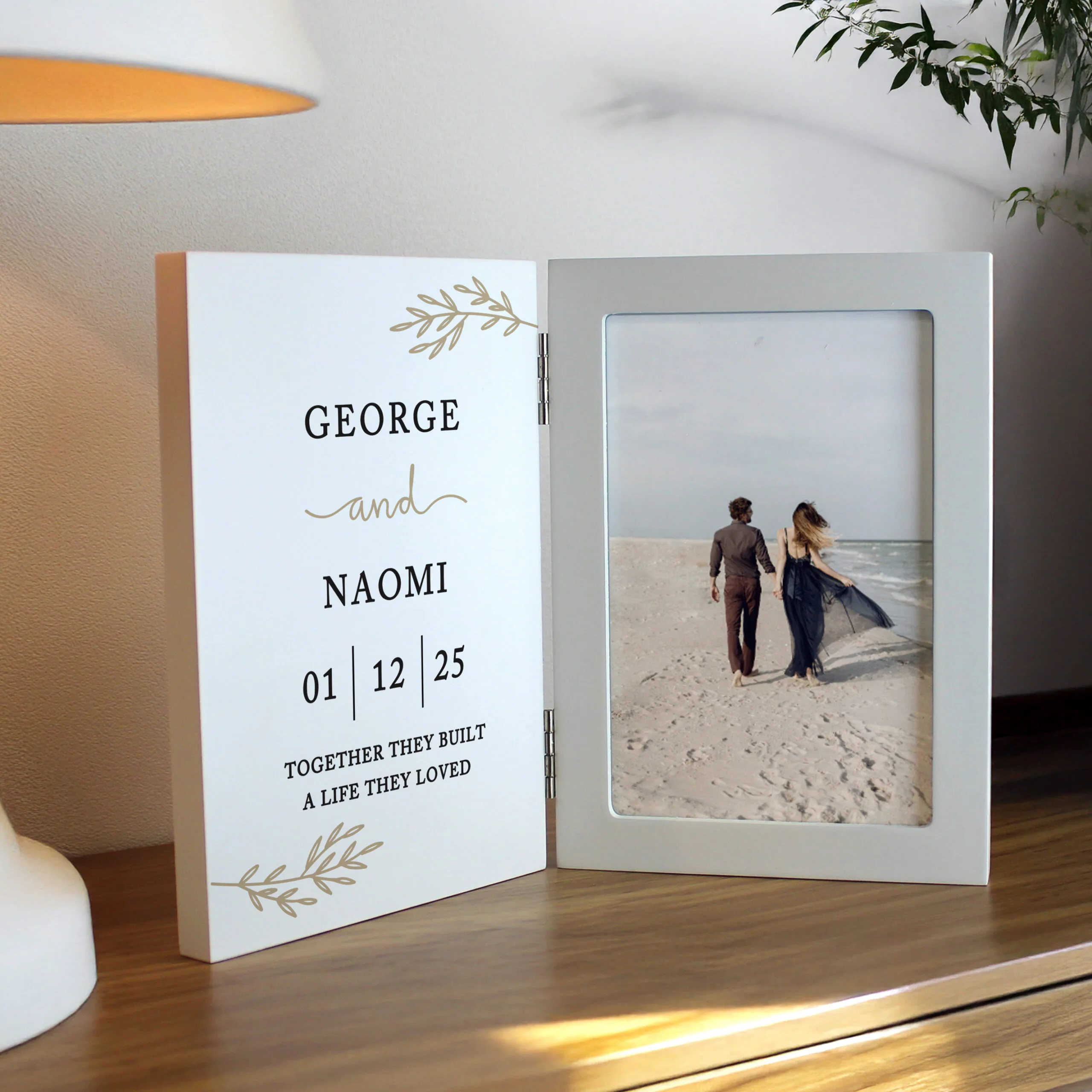 Personalised Anniversary Wooden Hinged 4x6 Portrait Photo Frame - Image 4
