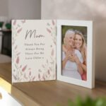 Personalised Any Message Floral Design Wooden Hinged 4x6 Portrait Photo Frame - Image 2