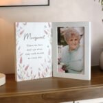 Personalised Any Message Floral Design Wooden Hinged 4x6 Portrait Photo Frame - Image 3