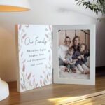 Personalised Any Message Floral Design Wooden Hinged 4x6 Portrait Photo Frame - Image 4