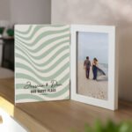 Personalised Wavy Design Wooden Hinged 4x6 Portrait Photo Frame - Image 2