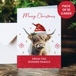 Personalised Highland Cow Design Christmas Cards (10 Pack) - Image 4