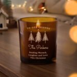 Personalised Christmas Tree Design Scented Amber Glass Jar Candle