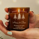 Personalised Christmas Tree Design Scented Amber Glass Jar Candle - Image 2