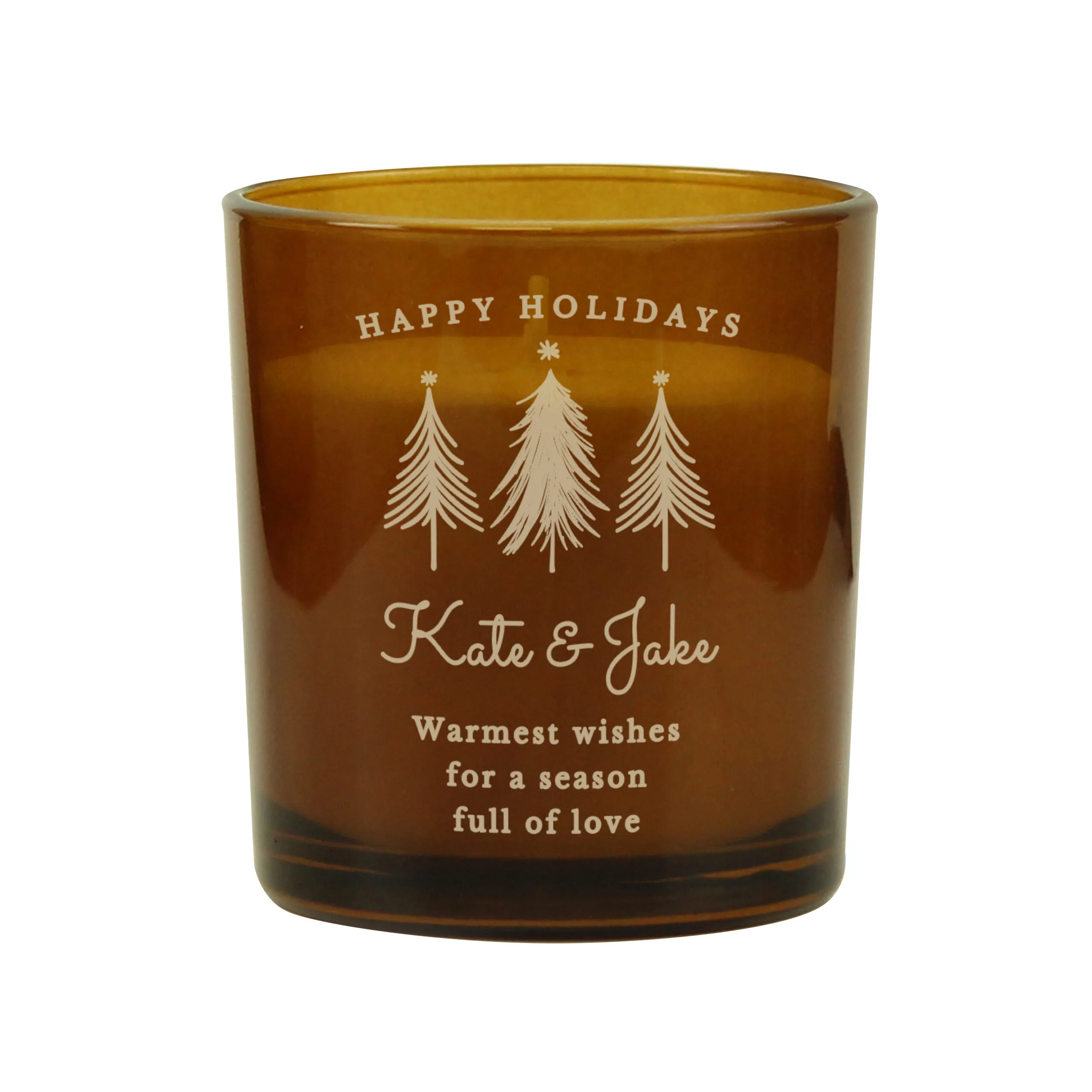 Personalised Christmas Tree Design Scented Amber Glass Jar Candle - Image 4