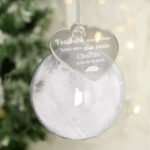 Personalised 'Feathers Appear When Loved Ones Are Near' White Feather Glass Bauble - Image 3