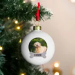 Personalised Photo Upload Dog Ceramic Christmas Bauble - Image 3