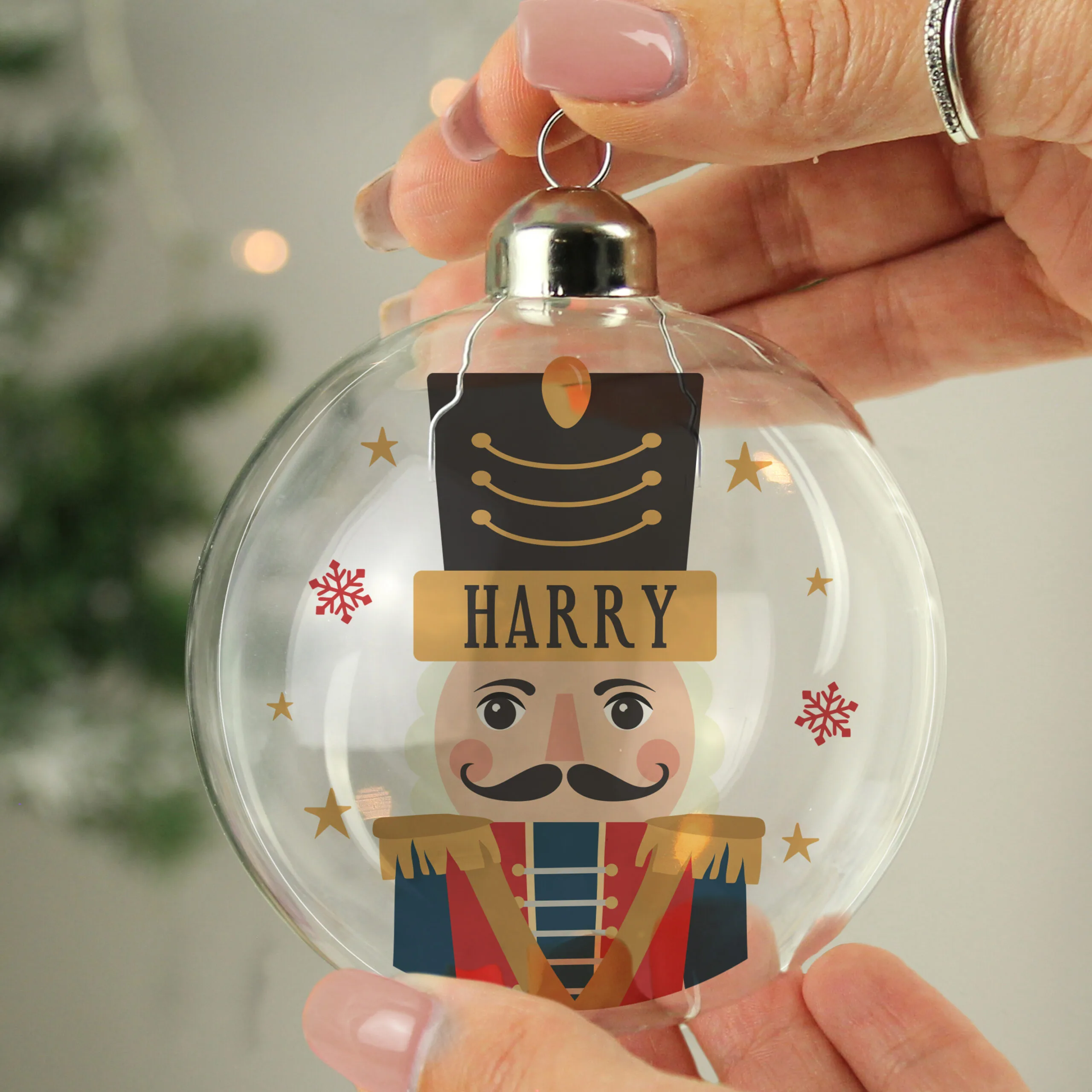 Personalised Nutcracker Design Glass Christmas Bauble - Image 2