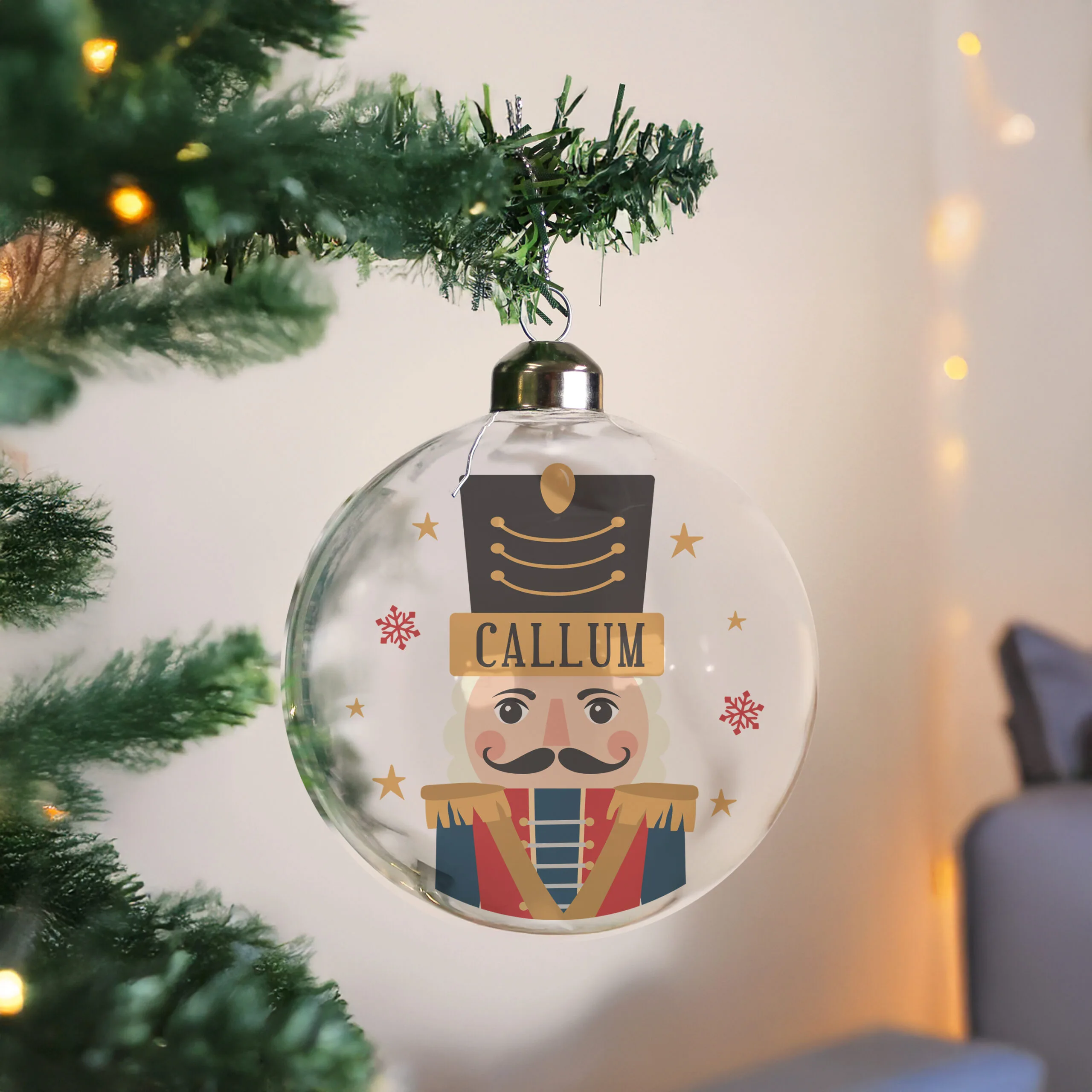 Personalised Nutcracker Design Glass Christmas Bauble - Image 3