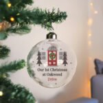Personalised Any Message 'Home For Christmas' Glass Bauble - Image 3